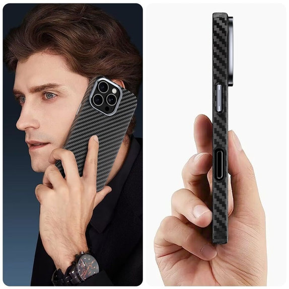Hülle Ion Carbon MagSafe für Samsung S25 Ultra, schwarz/silber, Tech-Protect