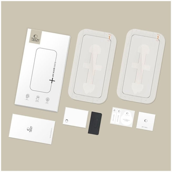 Panzerglas Quick Set+ 2-PACK für iPhone 15 Pro, schwarz, Tech-Protect
