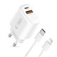 Netzladegerät NCA20 2-PORT PD 20W / QC3.0 + Lightning Cable, weiß, Tech-Protect