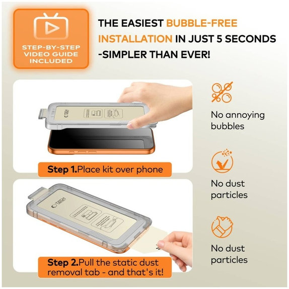Privacy-Panzerglas Quick Set Spy+ 2-PACK für iPhone 13 / 13 Pro / 14 / 16E / 17E, privacy, Tech-Protect