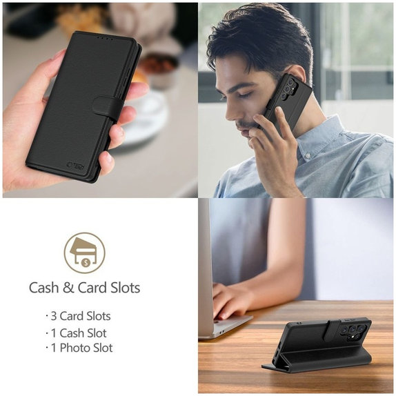 Hülle Wallet für Samsung S25 FE, schwarz, Tech-Protect
