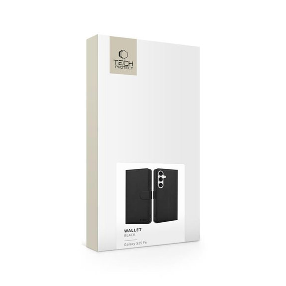 Hülle Wallet für Samsung S25 FE, schwarz, Tech-Protect