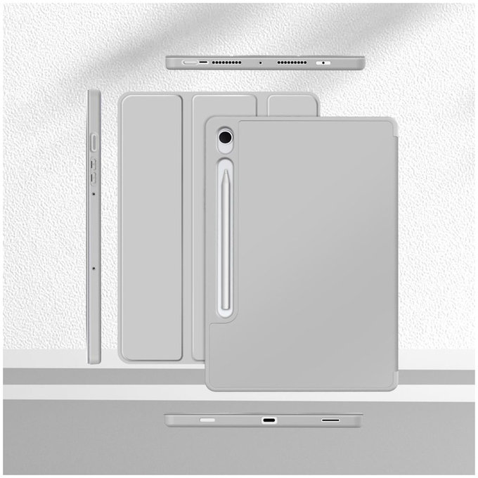 Hülle Sc Pen für Samsung Tab S9 11.0 / S9 FE / S10 FE / S10 Lite 10.9 X710 / X716B / X510 / X516B / X520 / X526 / X400 / X406B, grau, Tech-Protect