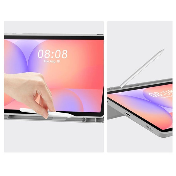 Hülle Sc Pen für Samsung Tab S9 11.0 / S9 FE / S10 FE / S10 Lite 10.9 X710 / X716B / X510 / X516B / X520 / X526 / X400 / X406B, grau, Tech-Protect