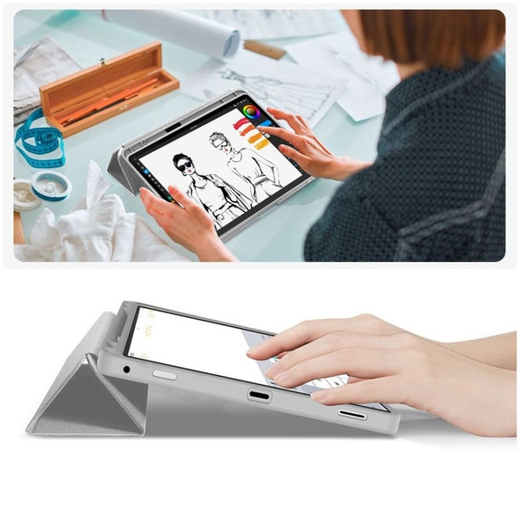 Hülle Sc Pen für Samsung Tab S9 11.0 / S9 FE / S10 FE / S10 Lite 10.9 X710 / X716B / X510 / X516B / X520 / X526 / X400 / X406B, grau, Tech-Protect