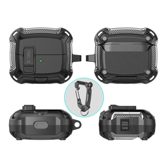 Kopfhörer-Hülle Carbonox MagSafe für Samsung Buds 3 / 3 FE / 3 Pro, schwarz, Tech-Protect