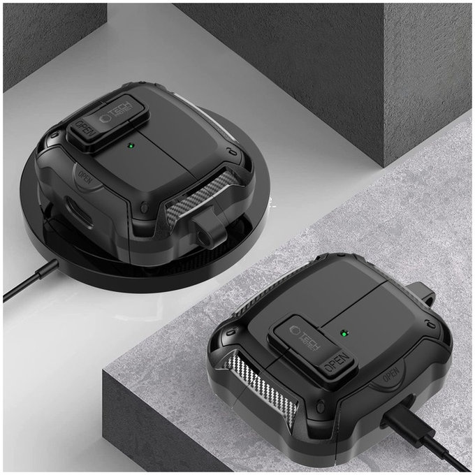 Kopfhörer-Hülle Carbonox MagSafe für Samsung Buds 3 / 3 FE / 3 Pro, schwarz, Tech-Protect