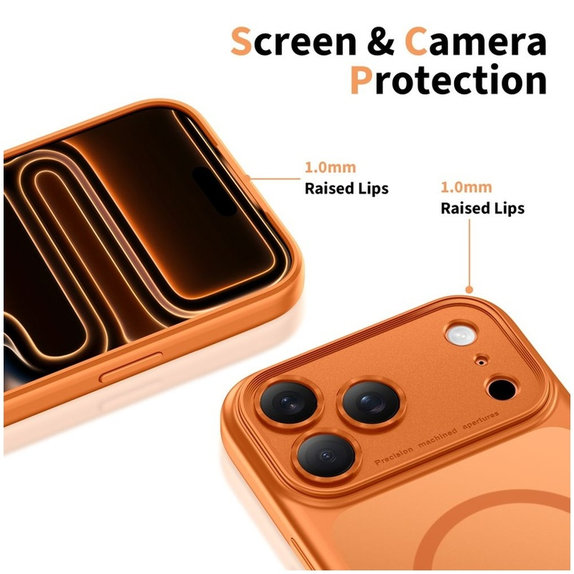 Hülle MagPeak MagSafe CC für iPhone 17 Pro, Matte Cosmic Orange, Tech-Protect