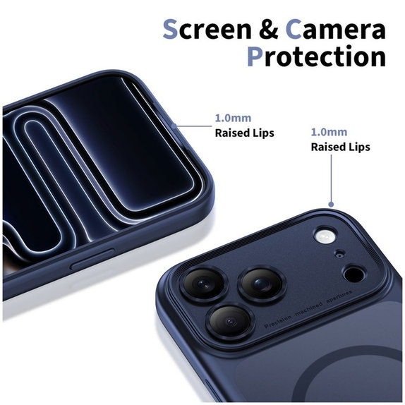 Hülle MagPeak MagSafe CC für iPhone 17 Pro, Matte Deep Blue, Tech-Protect