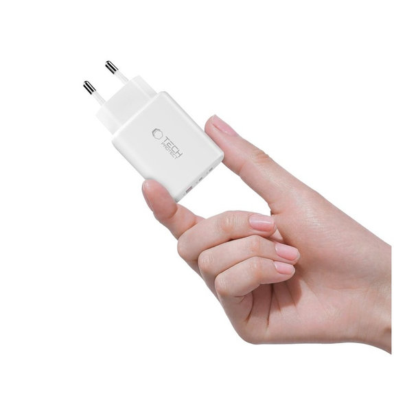 Netzladegerät NCA65W-GAN 3-PORT PD 65W / QC3.0, weiß, Tech-Protect