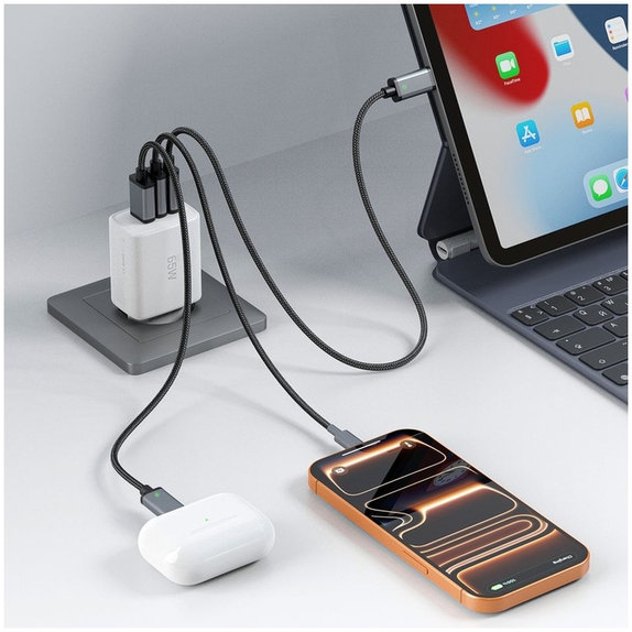 Netzladegerät NCA65W-GAN 3-PORT PD 65W / QC3.0, weiß, Tech-Protect