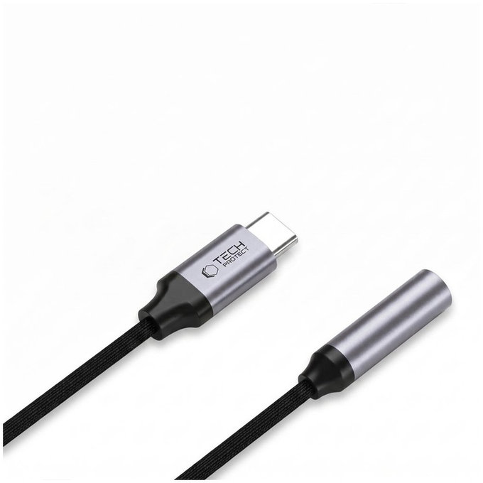 Adapter Ultraboost USB-C To Mini Jack 3.5MM DAC, Iron Grey, Tech-Protect