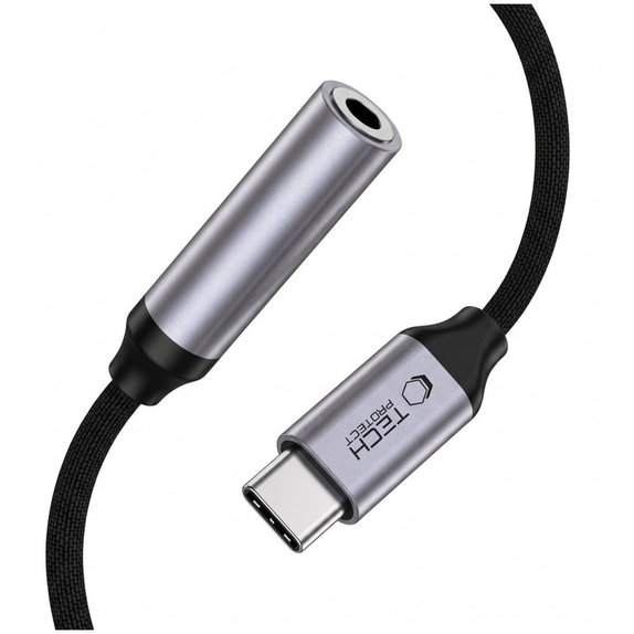 Adapter Ultraboost USB-C To Mini Jack 3.5MM DAC, Iron Grey, Tech-Protect