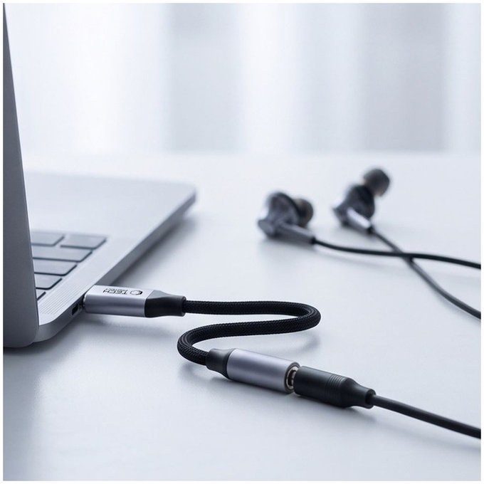 Adapter Ultraboost USB-C To Mini Jack 3.5MM DAC, Iron Grey, Tech-Protect