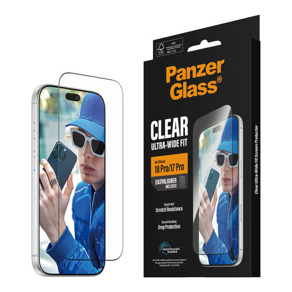 Schutzglas UWF mit Applikator für iPhone 18 Pro/17 Pro, Schwarz, PanzerGlass