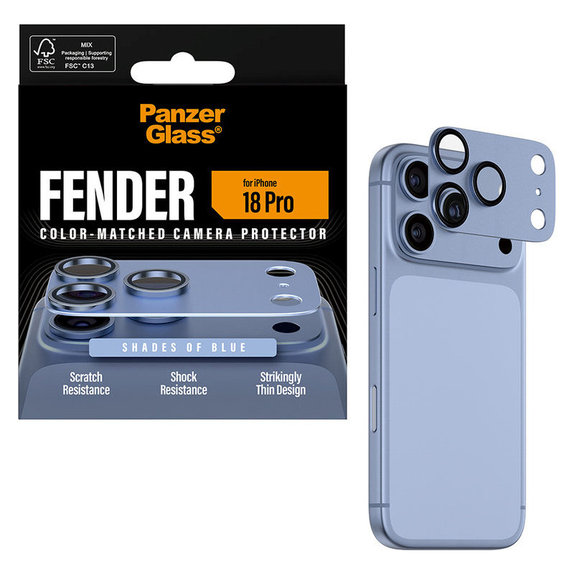 Fender Kameraobjektivschutz für iPhone 18 Pro, Italian Blue, PanzerGlass