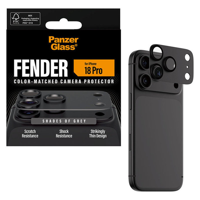 Fender Kameraobjektivschutz für iPhone 18 Pro, Shades of Grey, PanzerGlass