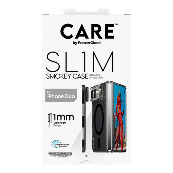 SL1M Smokey Hülle mit schwarzem MagSafe für iPhone Duo, PanzerGlass