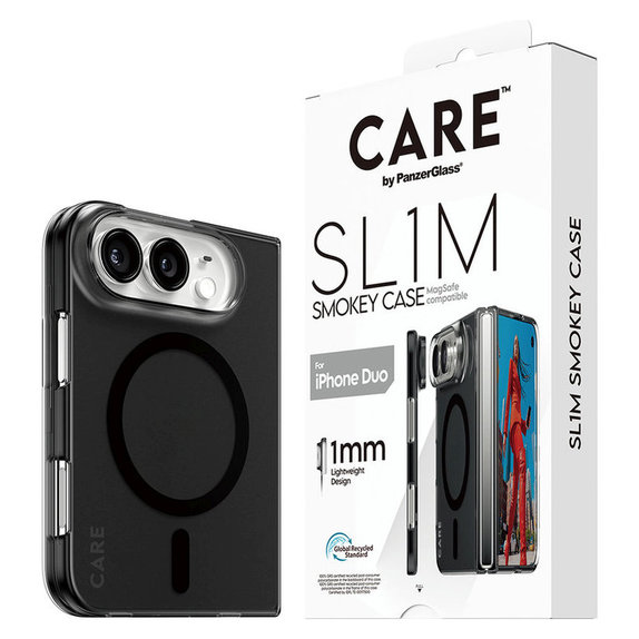 SL1M Smokey Hülle mit schwarzem MagSafe für iPhone Duo, PanzerGlass