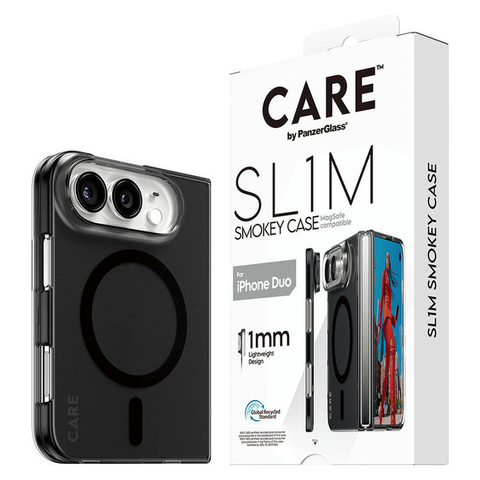 SL1M Smokey Hülle mit schwarzem MagSafe für iPhone Duo, PanzerGlass