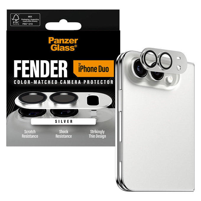 Fender Kameraobjektivschutz für iPhone Duo, Weiß, PanzerGlass