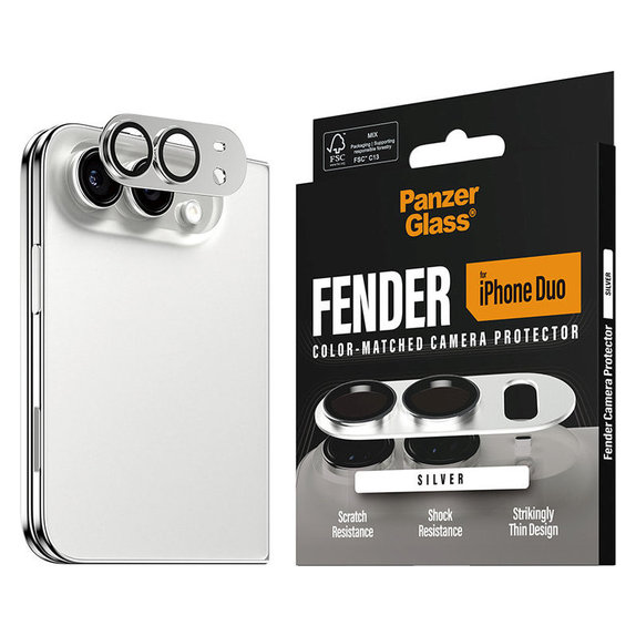 Fender Kameraobjektivschutz für iPhone Duo, Weiß, PanzerGlass