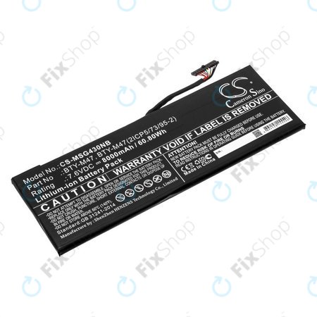 Akku batterie für MSI GS40, GS43, MS14, 8000mAh, Li-Ion, 7.6V, BTY-M47, HQ