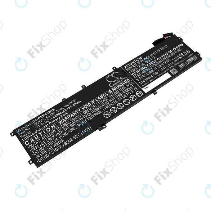 Akku batterie für Dell XPS 15, Dell Precision 9560, 9570, 8000mAh, Li-Pol, 11.4V, 6GTPY, HQ