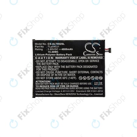 Batterie für Alcatel 8082, Alcatel 9024w, 4000mAh, Li-Pol, 3.85V, TLp040J1, HQ