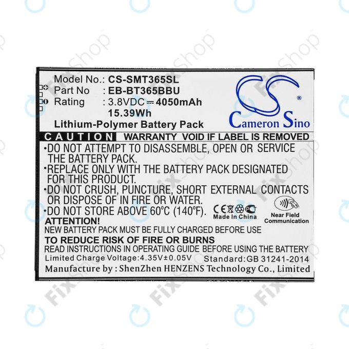 Akku batterie für Samsung Galaxy Tab Active 2 8.0, 4050mAh, Li-Pol, 3.8V, EB-BT365BBU, HQ