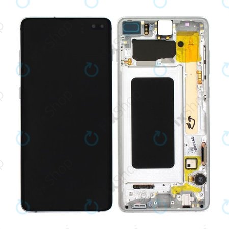 Samsung Galaxy S10 Plus G975F - LCD Display + Touchscreen Front Glas + Rahmen (Prism White) - GH82-18849B, GH82-18834G, GH82-18849G, GH82-18834B Genuine Service Pack