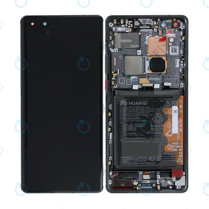 Huawei Mate 40 Pro NOH-NX9 - LCD Display + Touchscreen Front Glas + Rahmen + Akku Batterie (Black) - 02353YMT Genuine Service Pack