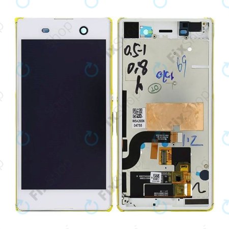 Sony Xperia M5 E5603 - LCD Display + Touchscreen Front Glas + Rahmen (White) - 191HLY0004B-WCS Genuine Service Pack