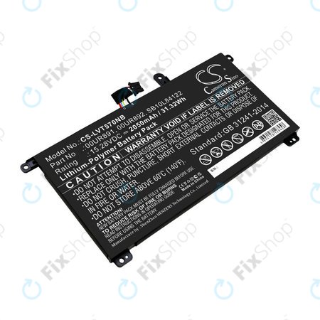 Batterie für Lenovo ThinkPad P51s, P52s, T570, T580, 2050mAh, Li-Pol, 15.28V, 00UR891, HQ