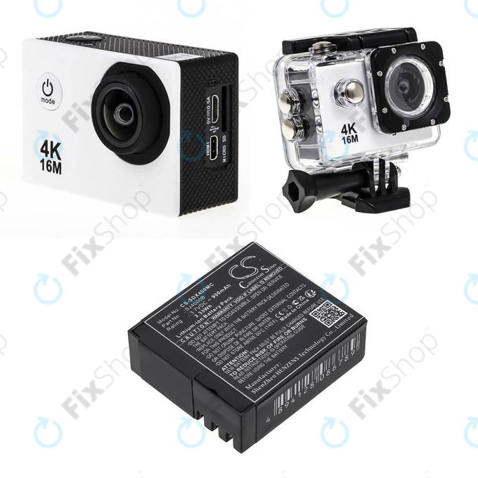 Akku batterie für SJCAM SJ4000, SJ5000, 900mAh, Li-Ion, 3.7V, SJ4000B, HQ