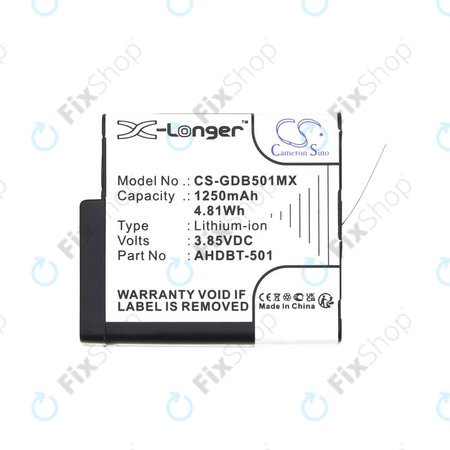Akku batterie für Gopro Hero 8, Hero 6, 1250mAh, Li-Ion, 3.85V, AHDBT-501, HQ