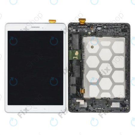 Samsung Galaxy Tab A 9.7 T555 - LCD Display + Touchscreen Front Glas + Rahmen (White) - GH97-17424C Genuine Service Pack