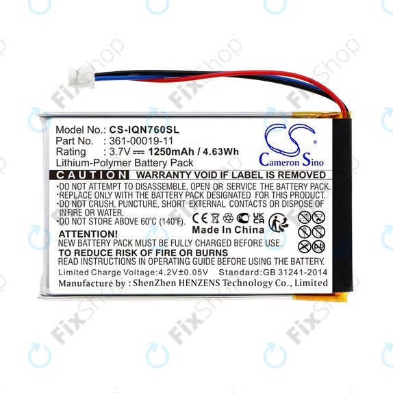 Akku batterie für Garmin Nüvi 700, 710, 760, 765, Nuvi 3590, 1250mAh, Li-Pol, 3.7V, 361-00019-11, HQ