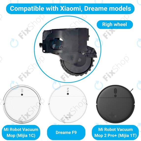Xiaomi Dreame F9, Mi Robot Vacuum Mop (Mijia 1C), 2 Pro+ (Mijia 1T) - Rad mit Motor (Rechts) (Schwarz)