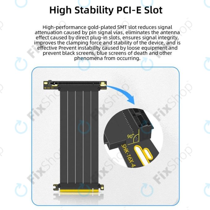 PCIe 4.0 x16 Riser-Kabel für Grafikkarte, 20cm, schwarz