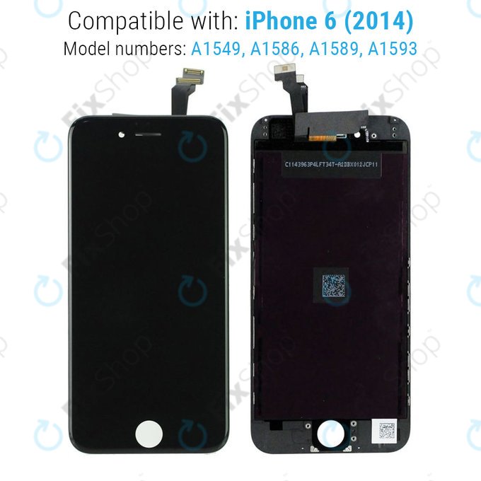 Apple iPhone 6 - LCD Display + Touchscreen Front Glas + Rahmen (Black) Refurbished