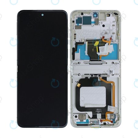 Motorola Razr 40 - LCD Display + Touchscreen Front Glas + Rahmen (Vanilla Cream) - 5D68C22835 Genuine Service Pack
