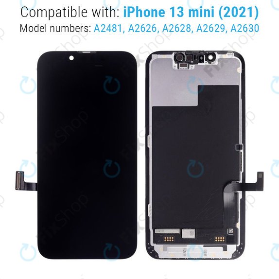 Display für iPhone 13 Mini, Touchscreen-Glas mit Rahmen, Refurbished