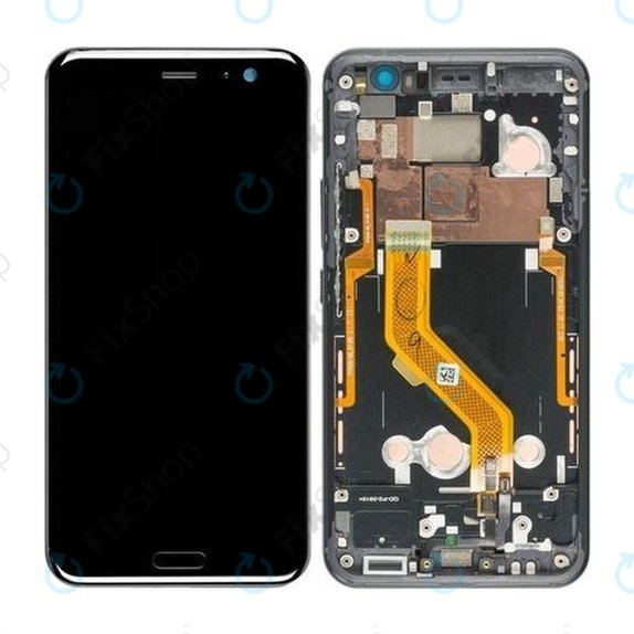 HTC U11 - LCD Display + Touchscreen Front Glas + Rahmen (Black) TFT