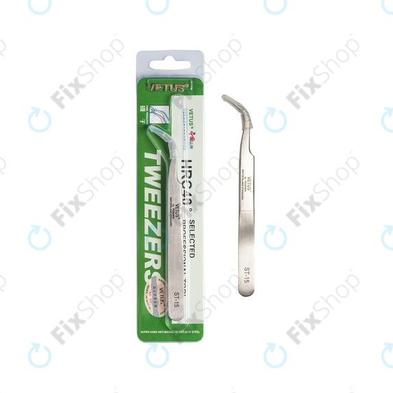 Vetus ST-15 - Professionelle Metallpinzette mit gebogener Spitze (120mm)