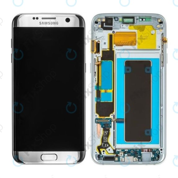 Samsung Galaxy S7 Edge G935F - LCD Display + Touchscreen Front Glas + Rahmen (Silver) - GH97-18533B, GH97-18594B, GH97-18767B Genuine Service Pack