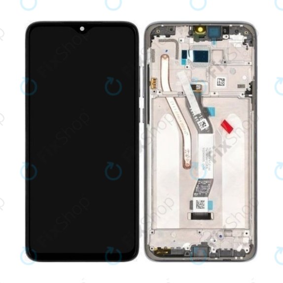 Xiaomi Redmi Note 8 Pro - LCD Display + Touchscreen Front Glas + Rahmen (Mineral Grey) - 56000500G700, 5601100040B6 Genuine Service Pack