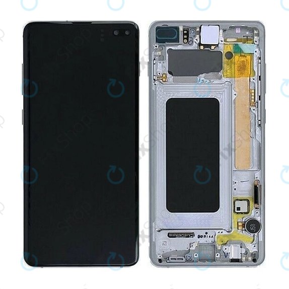 Samsung Galaxy S10 Plus G975F - LCD Display + Touchscreen Front Glas + Rahmen (Prism Black) OLED
