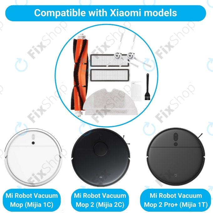 Xiaomi Mi Robot Vacuum Mop (Mijia 1C), 2 (Mijia 2C) 2 Pro+ (Mijia 1T) – Standard-Set (Weiß)