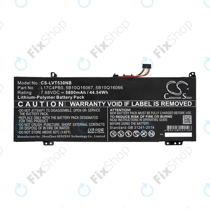 Akku batterie für Lenovo Air 14, Flex 6, Ideapad 530, Yoga 530, 5800mAh, Li-Pol, 7.68V, L17C4PB0, HQ